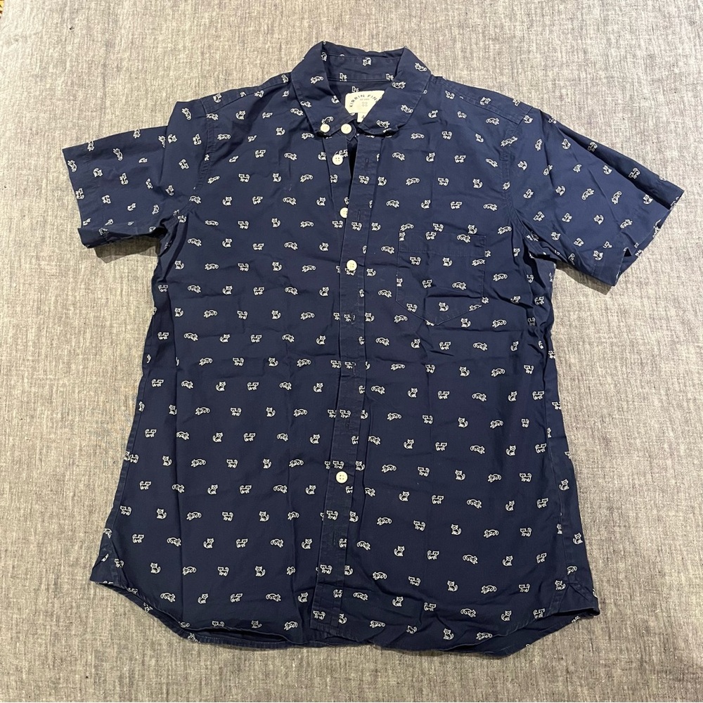 Kirrin Finch cat print short sleeved button up